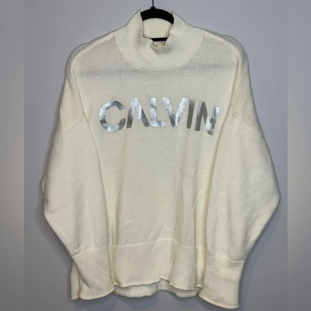 Calvin Klein Cream Turtleneck Sweater Sz L